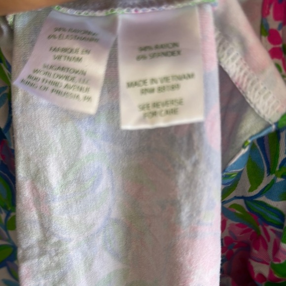 Lilly Pulitzer Pink and Green Wrap Sundress with Flutter Sleeves - Picture 9 of 9